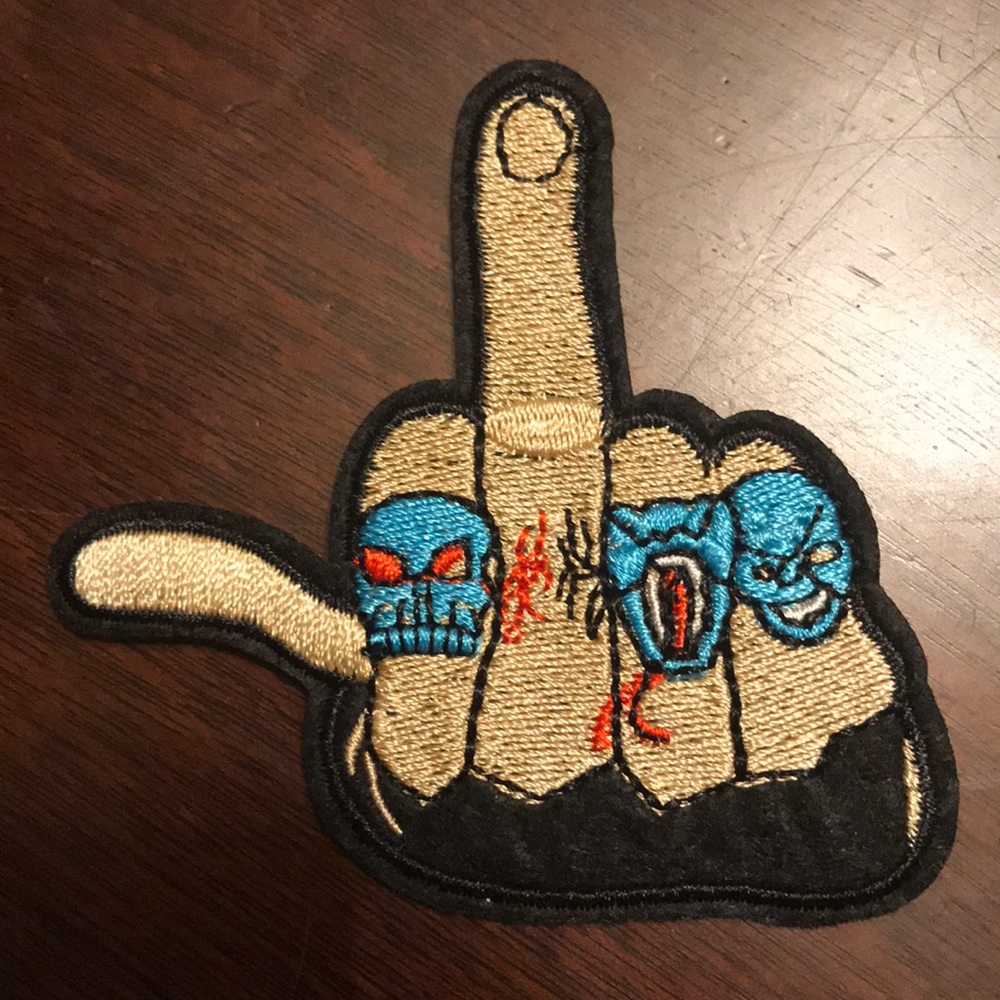 Middle finger biker hand patch